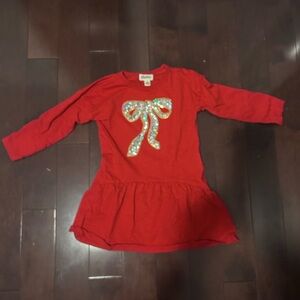 Hatley 3T Red Dress with Sequin Bow